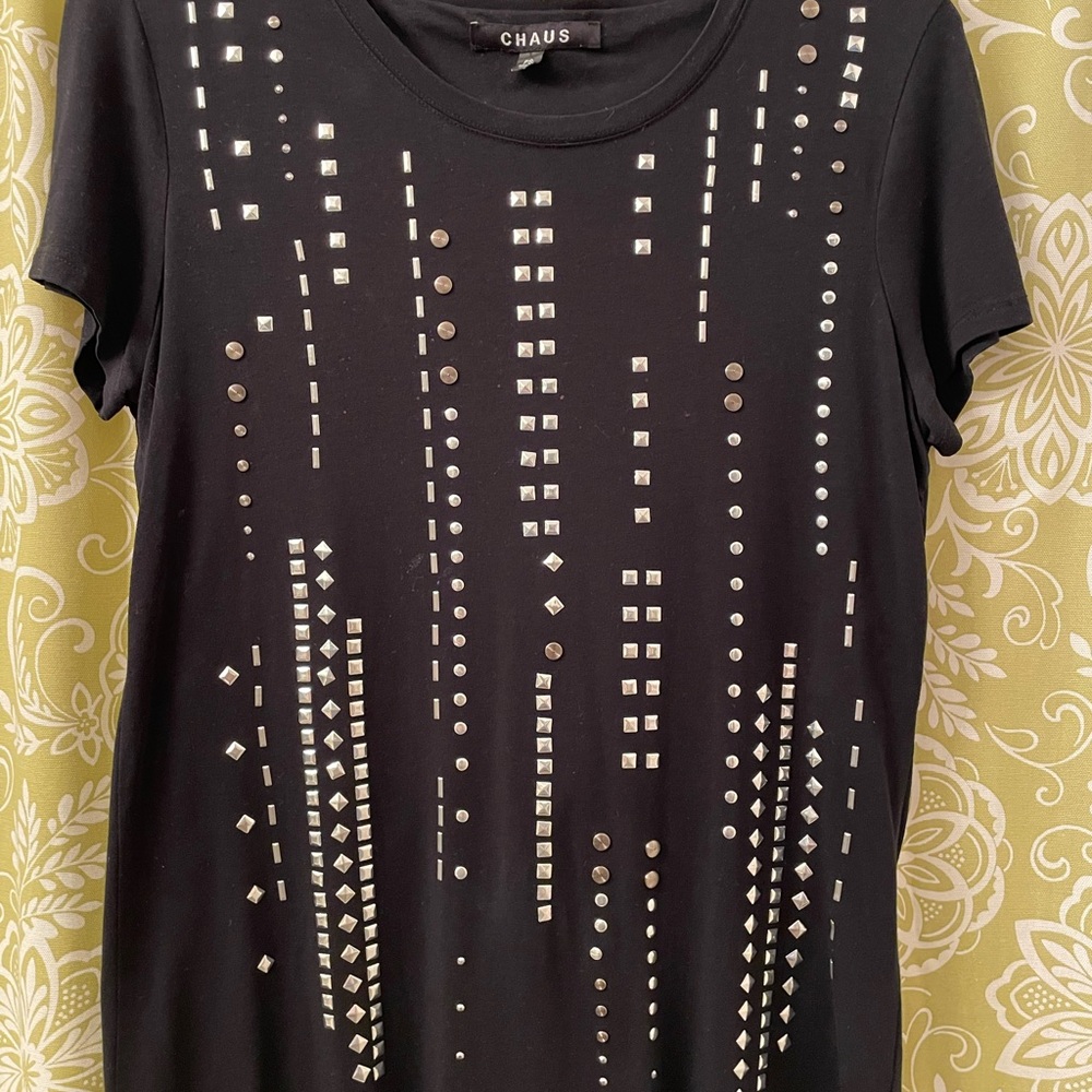 Chaus Black Embellished Short Sleeve T-Shirt